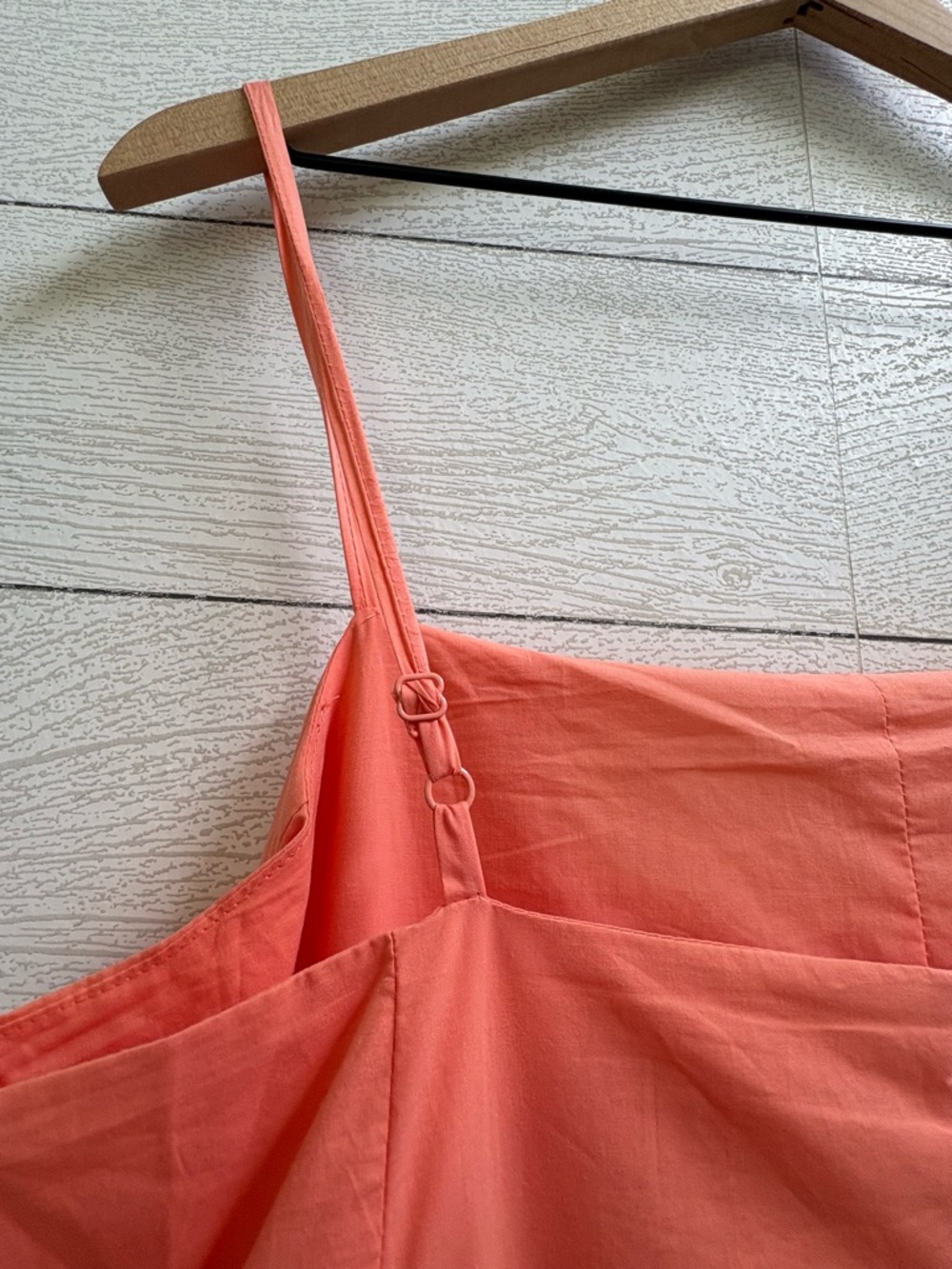 Anthropologie Self Contrast Bare Sleeveless Barrel Cotton Midi Dress Coral M - Picture 11 of 16